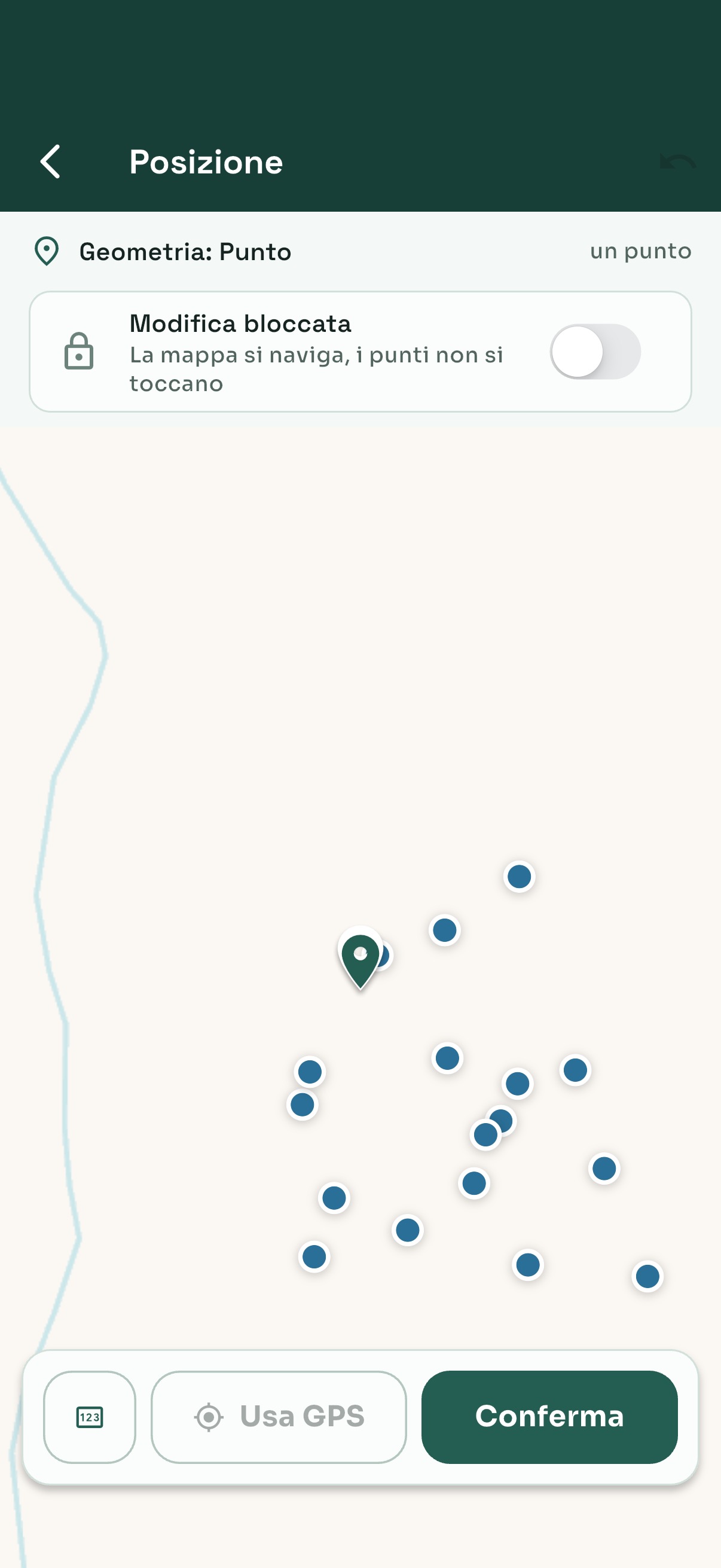 Mappa georeferenziata e posizione GPS nell'app geadi