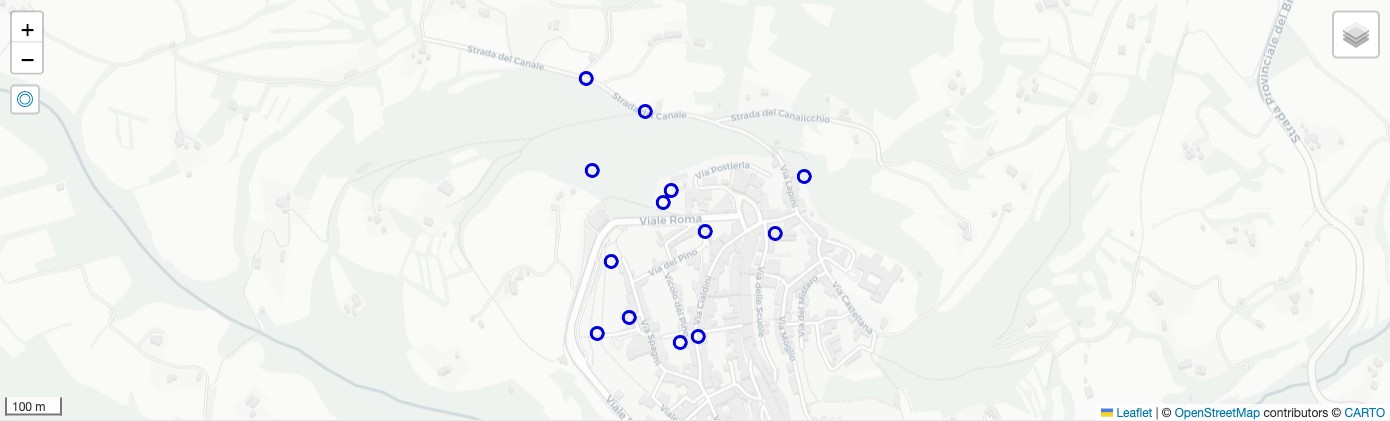 Mappa del progetto in geadi con le schede georeferenziate